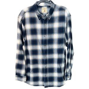Red Head Brand Co. Shirt - Navy and White Plaid Long Sleeve - XL